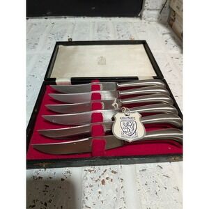 Vintage Kirk & Matz Sheffield England Steak Knives Set 6 Forged Stainless Boxed